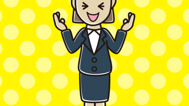 笑いながら話す女性会社員のイラスト【色、背景あり】PNG