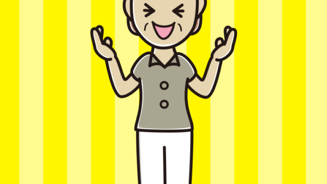 笑いながら話す年配女性会社員（クールビズ）のイラスト【色、背景あり】PNG