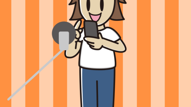 スマホを使う若手男性声優のイラスト【色、背景あり】PNG