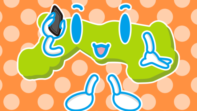 スマホで電話する鳥取ちゃんのイラスト【色、背景あり】PNG