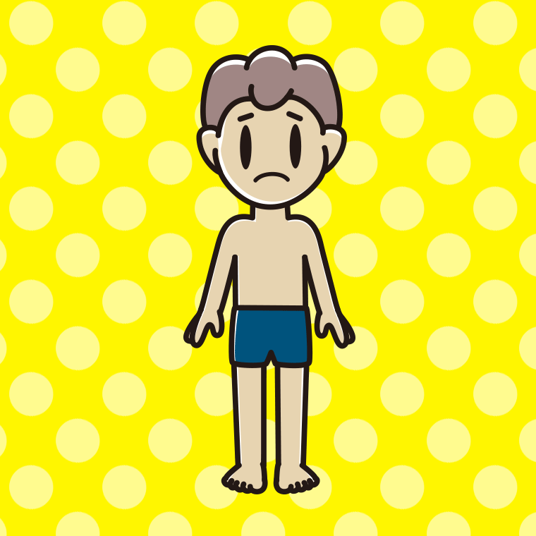 困るスクール水着の男子中学生のイラスト【色、背景あり】PNG