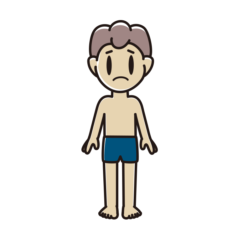 困るスクール水着の男子中学生のイラスト【色あり、背景なし】透過PNG
