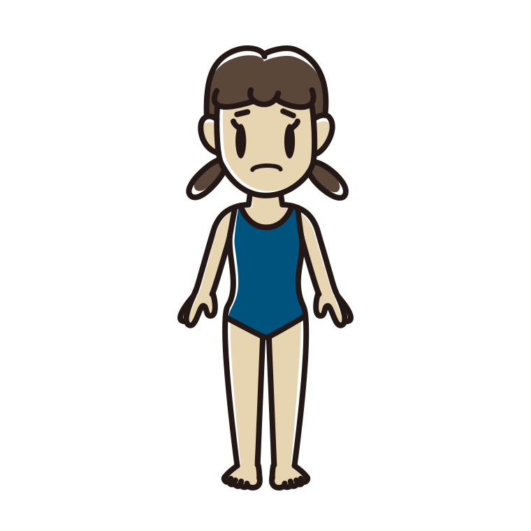 困るスクール水着の女子中学生のイラスト【色あり、背景なし】透過PNG