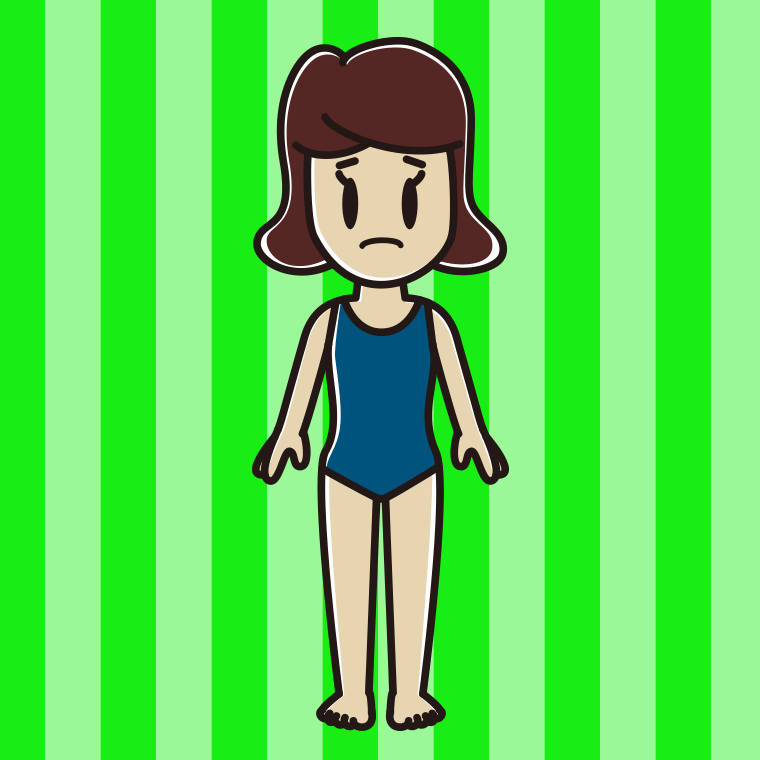 困るスクール水着の女子高校生のイラスト【色、背景あり】PNG