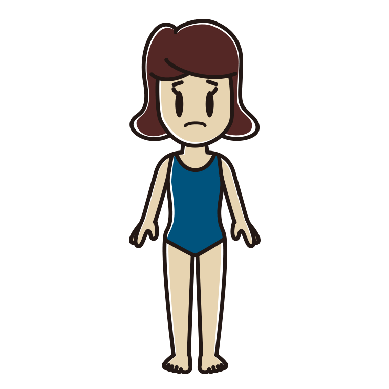 困るスクール水着の女子高校生のイラスト【色あり、背景なし】透過PNG
