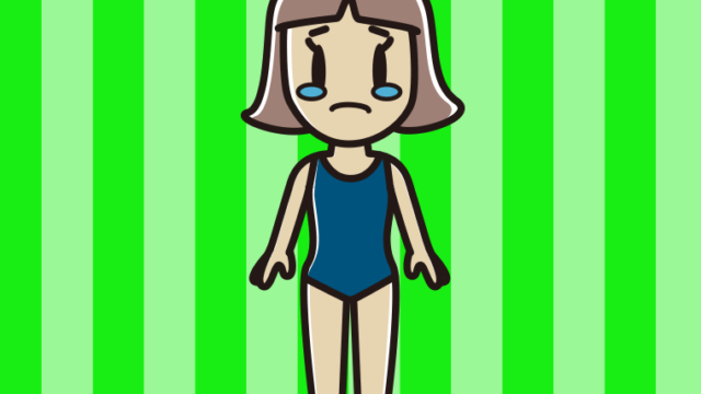 泣くスクール水着の小学生女子のイラスト【色、背景あり】PNG