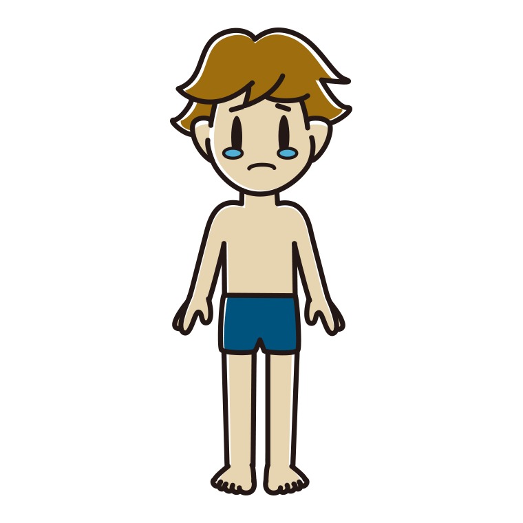 泣くスクール水着の男子高校生のイラスト【色あり、背景なし】透過PNG