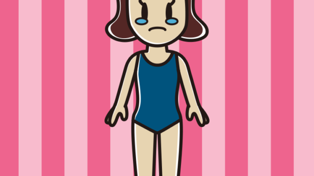 泣くスクール水着の女子高校生のイラスト【色、背景あり】PNG
