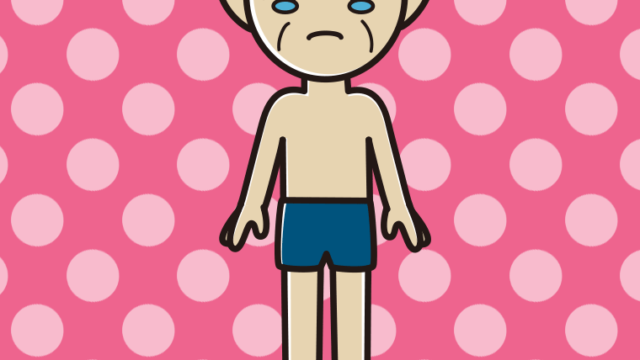 泣くスクール水着のおじいさんのイラスト【色、背景あり】PNG