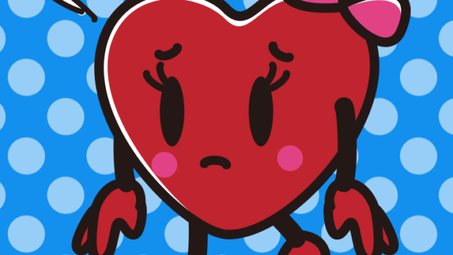 悲しそうなバレンタインチョコちゃんのイラスト【色、背景あり】PNG