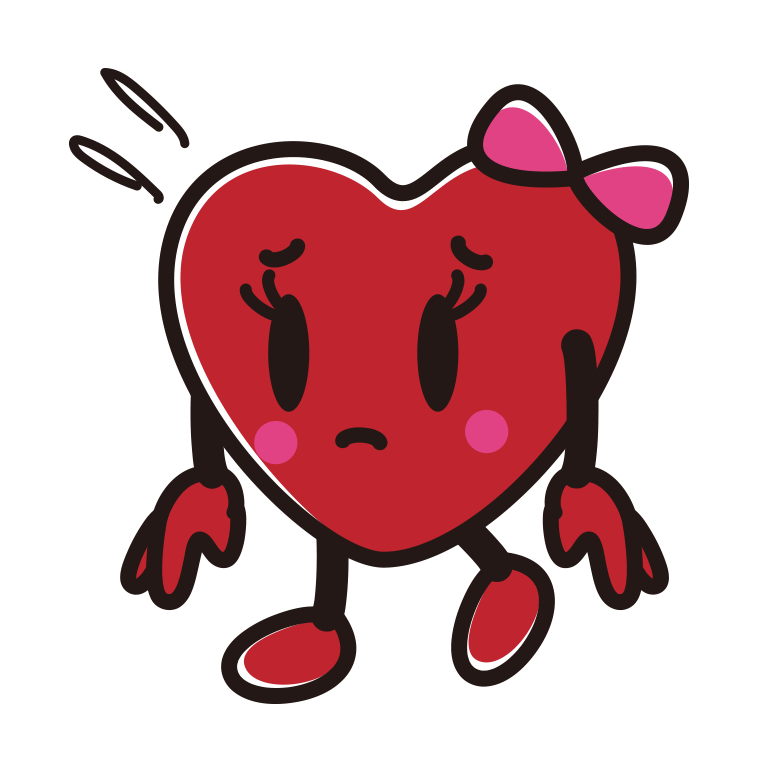 悲しそうなバレンタインチョコちゃんのイラスト【色あり、背景なし】透過PNG