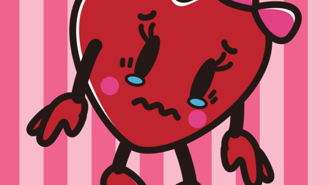 泣くバレンタインチョコちゃんのイラスト【色、背景あり】PNG