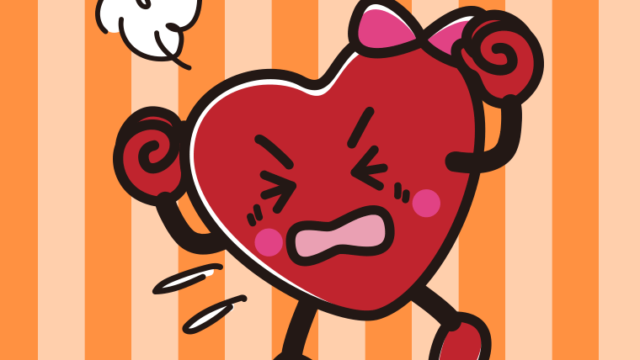 カンカンに怒るバレンタインチョコちゃんのイラスト【色、背景あり】PNG