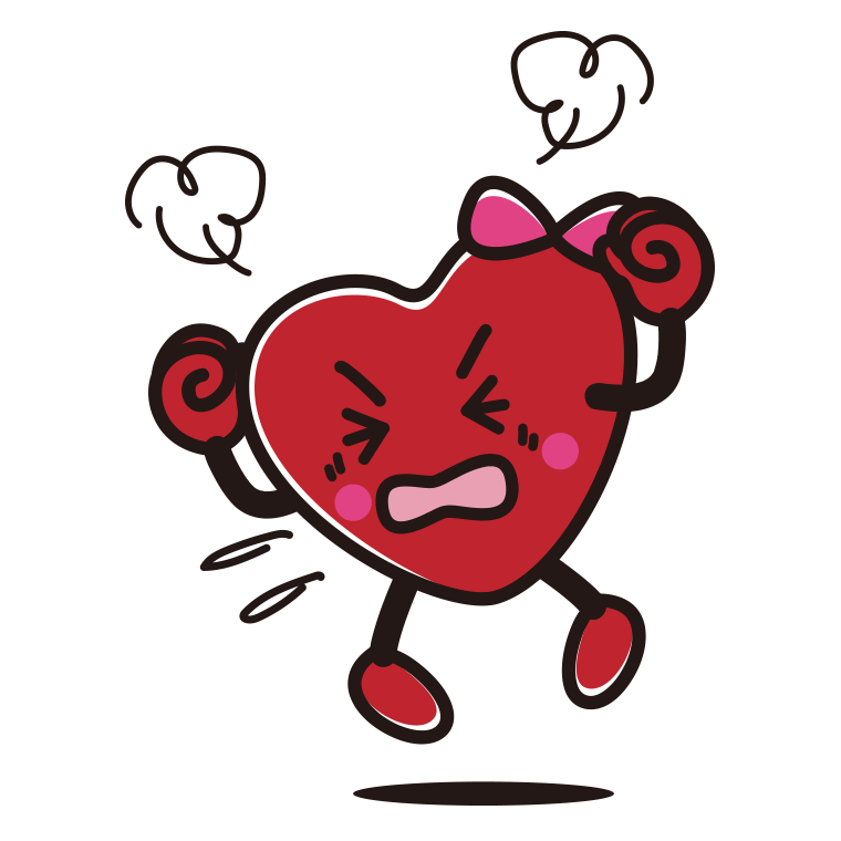 カンカンに怒るバレンタインチョコちゃんのイラスト【色あり、背景なし】透過PNG