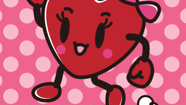 走るバレンタインチョコちゃんのイラスト【色、背景あり】PNG