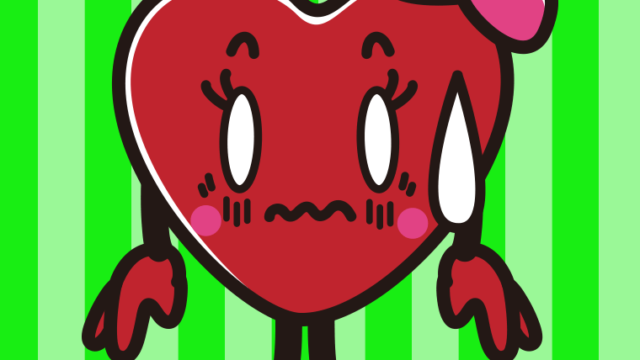 ショックを受けるバレンタインチョコちゃんのイラスト【色、背景あり】PNG