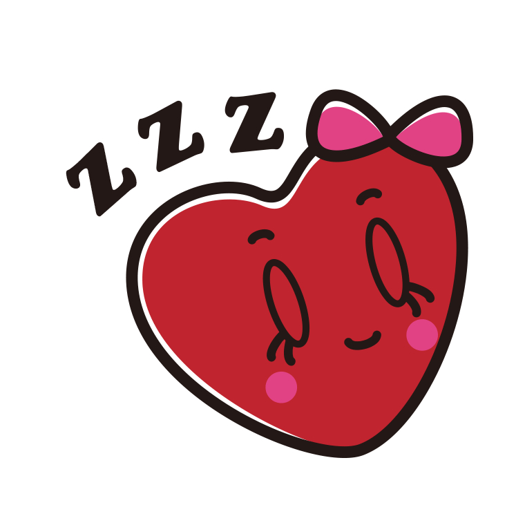 眠るバレンタインチョコちゃんのイラスト【色あり、背景なし】透過PNG