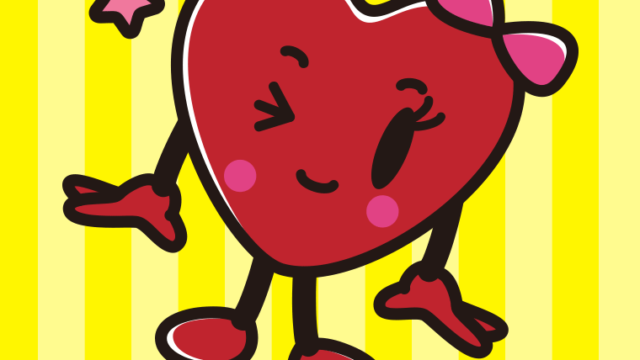 ウインクするバレンタインチョコちゃんのイラスト【色、背景あり】PNG