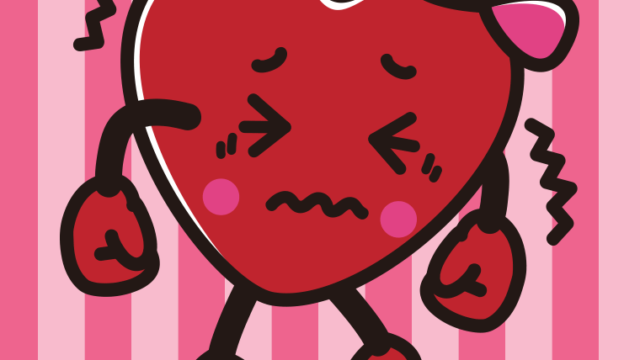 ブルブル震えるバレンタインチョコちゃんのイラスト【色、背景あり】PNG