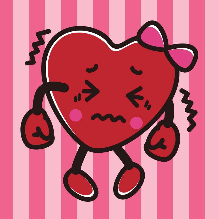 ブルブル震えるバレンタインチョコちゃんのイラスト【色、背景あり】PNG