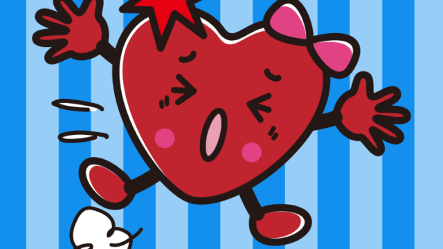 ぶつかるバレンタインチョコちゃんのイラスト【色、背景あり】PNG