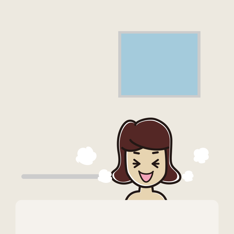 お風呂で笑う女子高校生のイラスト【色、背景あり】PNG