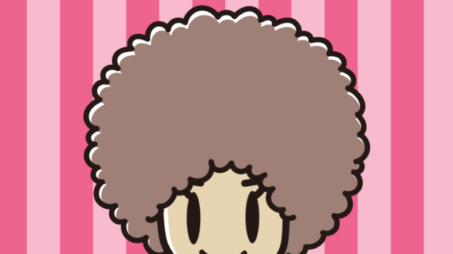 アフロヘアの小学生女子のイラスト【色、背景あり】PNG