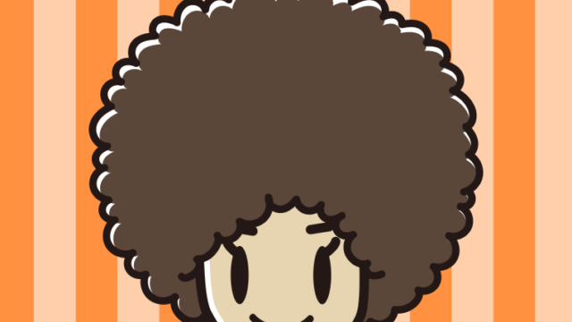 アフロヘアの女子中学生のイラスト【色、背景あり】PNG