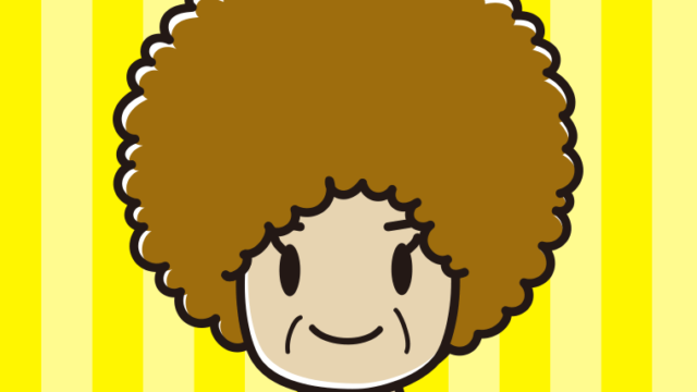 アフロヘアのおばさんのイラスト【色、背景あり】PNG