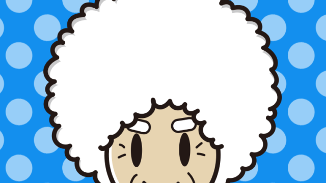 アフロヘアのおじいさんのイラスト【色、背景あり】PNG