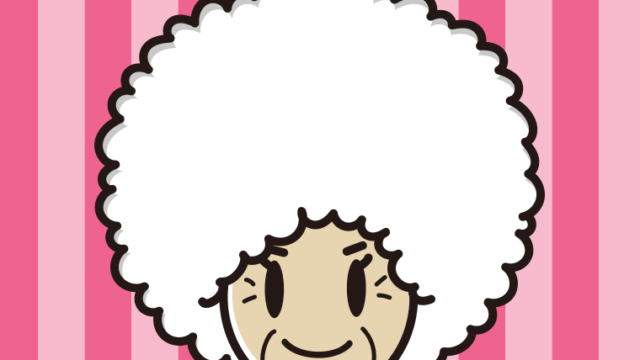 アフロヘアのおばあさんのイラスト【色、背景あり】PNG