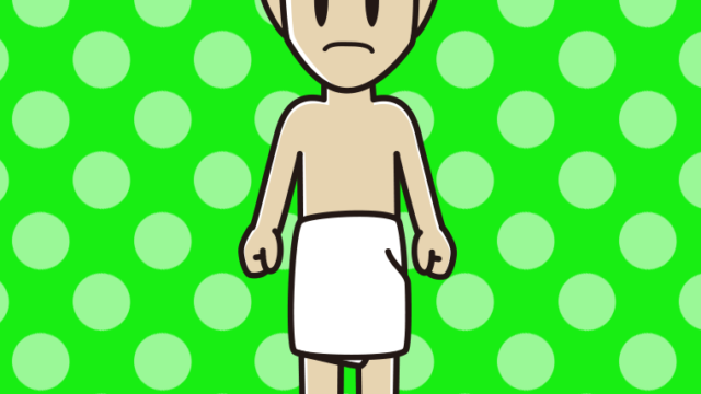 怒るバスタオル姿の男性のイラスト【色、背景あり】PNG