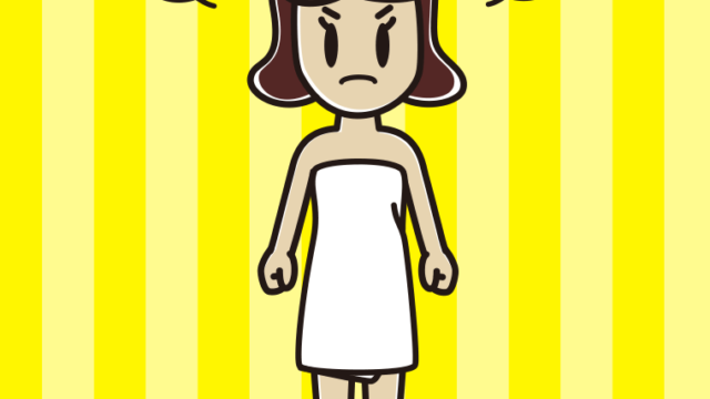 怒るバスタオル姿の女子高校生のイラスト【色、背景あり】PNG