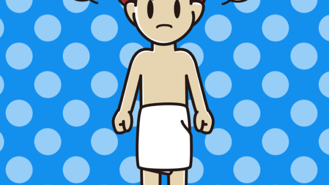 怒るバスタオル姿の男子大学生のイラスト【色、背景あり】PNG