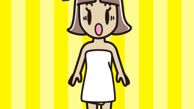 驚くバスタオル姿の小学生女子のイラスト【色、背景あり】PNG