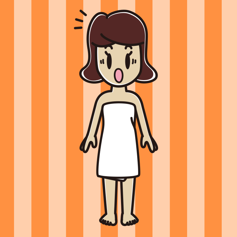 驚くバスタオル姿の女子高校生のイラスト【色、背景あり】PNG