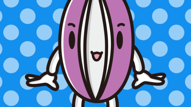 かわいいあけびちゃんのイラスト【色、背景あり】PNG