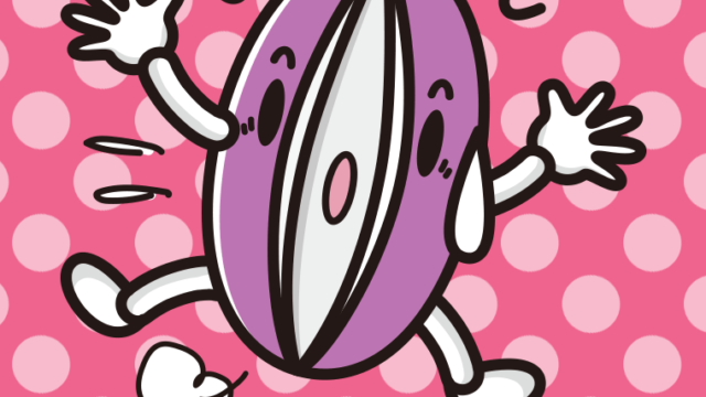 驚くあけびちゃんのイラスト【色、背景あり】PNG