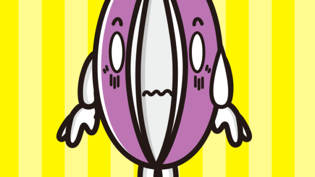 ショックを受けるあけびちゃんのイラスト【色、背景あり】PNG