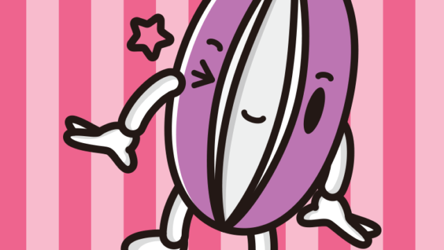 ウインクするあけびちゃんのイラスト【色、背景あり】PNG