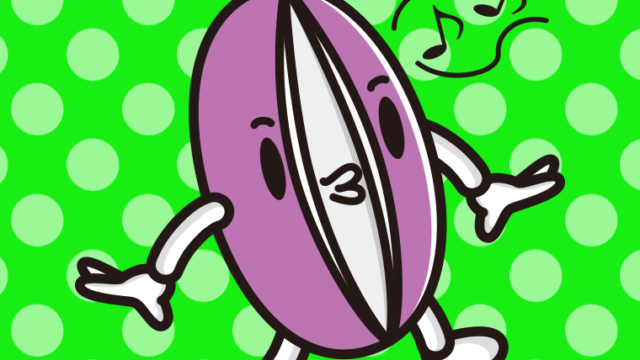 口笛を吹くあけびちゃんのイラスト【色、背景あり】PNG