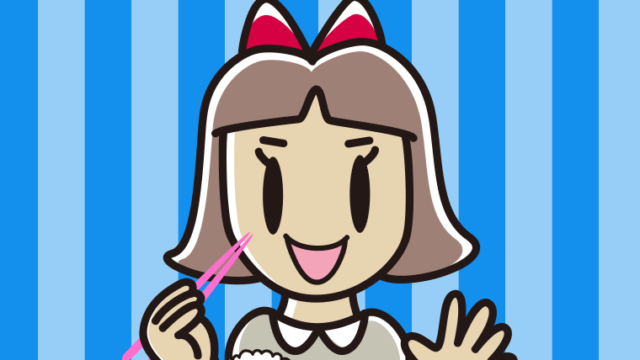 朝食（和食）を食べる小学生女子のイラスト【色、背景あり】PNG