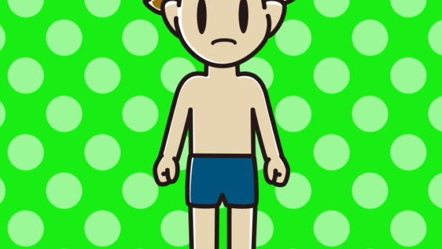 怒るスクール水着の男子高校生のイラスト【色、背景あり】PNG