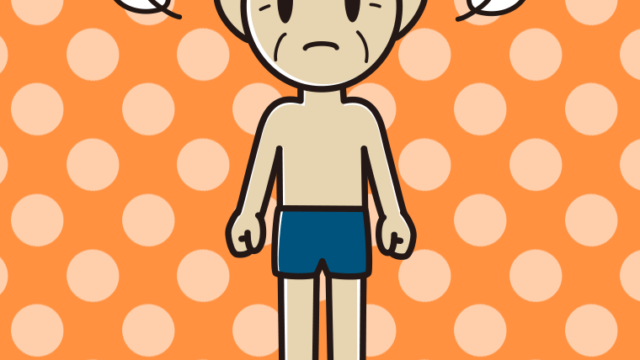 怒るスクール水着のおじいさんのイラスト【色、背景あり】PNG