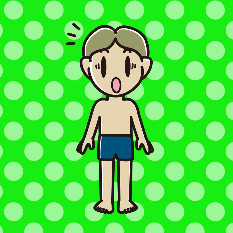 驚くスクール水着の小学生男子のイラスト【色、背景あり】PNG