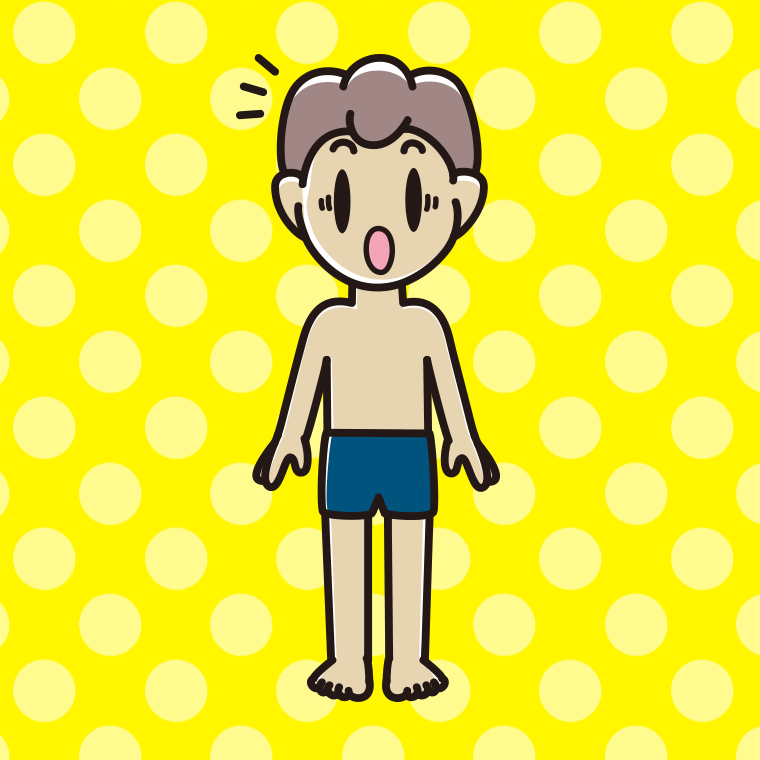 驚くスクール水着の男子中学生のイラスト【色、背景あり】PNG