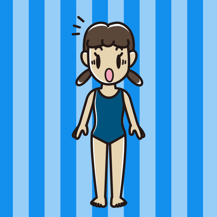 驚くスクール水着の女子中学生のイラスト【色、背景あり】PNG