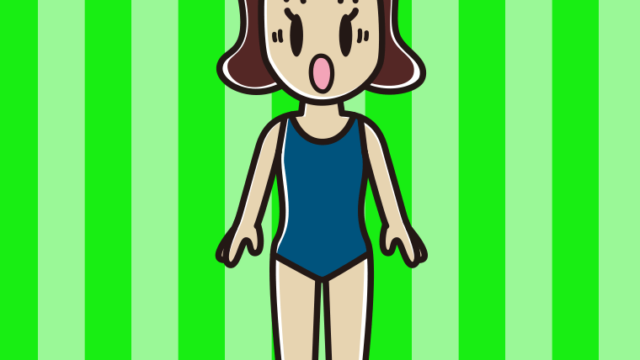 驚くスクール水着の女子高校生のイラスト【色、背景あり】PNG