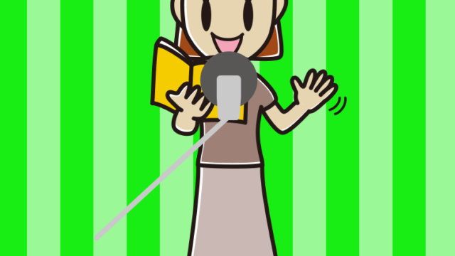 手を振る若手女性声優のイラスト【色、背景あり】PNG