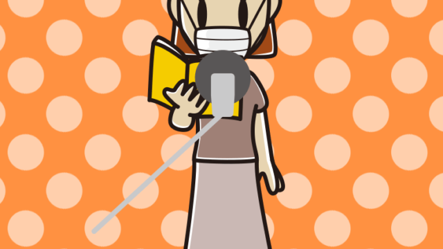 マスクをする若手女性声優のイラスト【色、背景あり】PNG